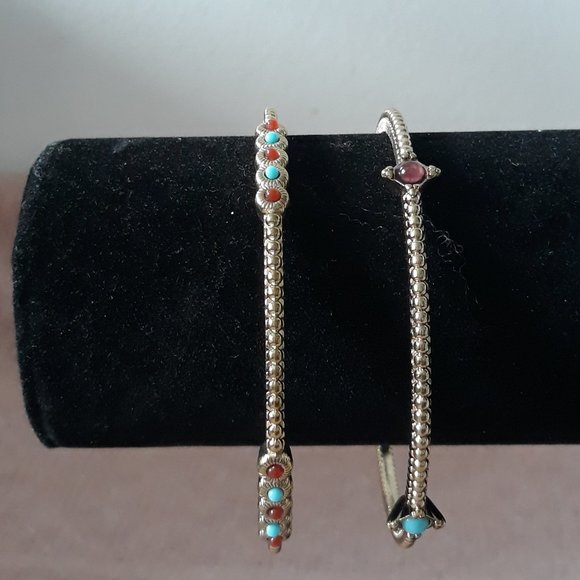 Pair of RJ Graziano CN Stacking Bracelets, Gold w/Coloured Stones - Picture 2 of 7